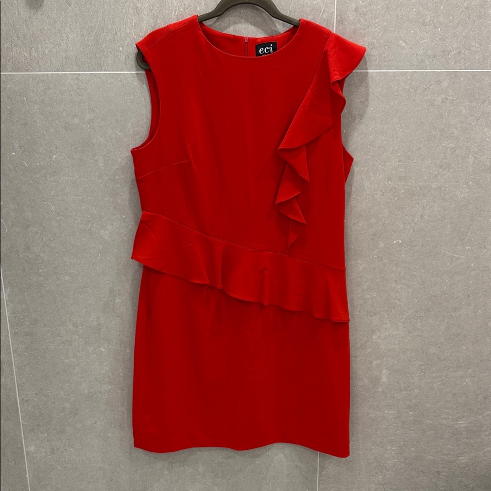 ECI Vibrant Orange Ruffle Dress